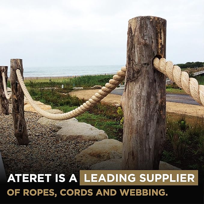 ATERET Twisted ProManila - UnManila Rope I 1 1/2 inch x 50 feet I 3 Strand Synthetic Polypropylene Rope I Multipurpose, Lightweight, Weather-Resistant Cord for Decor, Landscaping & DIY Projects