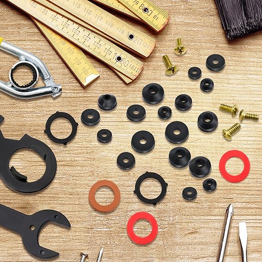XBVV 158 Pcs Faucet Rubber Washers and Garden Hose Gasket Assortment Kit for Assorted Outdoor Faucets Stem Worn and Plumbing Garden Shower Hose Washer Seal Repair