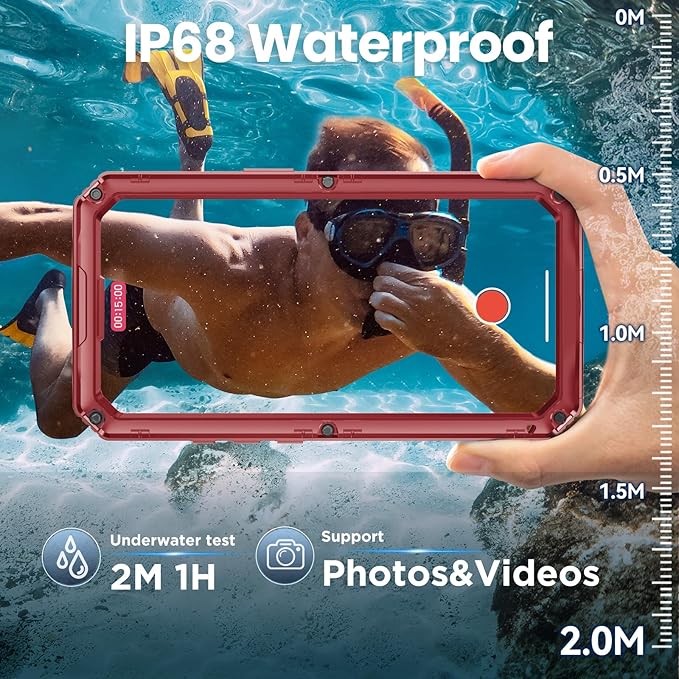 Mitywah Waterproof Case for iPhone 17 Pro Max, Rugged Metal Case with Built-in Screen Protector, Heavy Duty Full Body Shockproof Protective Cover 6.9 inch, Red