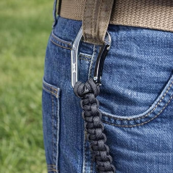 HERCULES Paracord Keychain Set – 2 Pack Lanyard Rope with Aluminum Clip, Durable Paracord Wrist Strap for Outdoor Activities, Black
