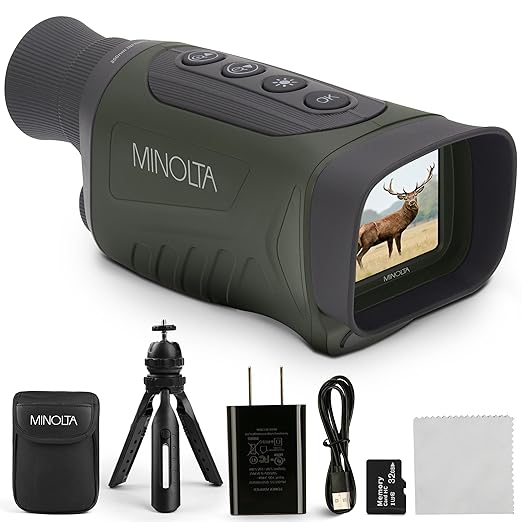 Minolta 6x25 Digital Night Vision Monocular w/Built-in 4K HD Video Camera (Green)