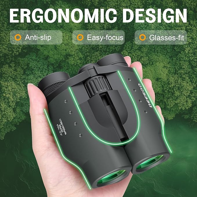25x32 Binoculars for Adults Kids Compact - DEESOO High Powered Bird Watching Binoculars Lightweight Small Size for Hunting Traveling Sports Hiking Gift for Men Women