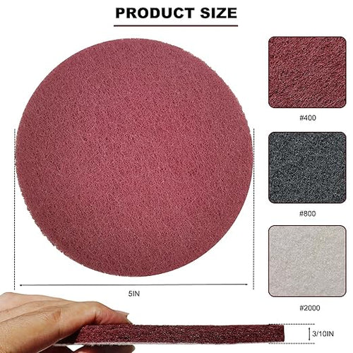 15 Pack 5 Inch Hoop and Loop Multipurpose Scrubber Scouring Pads - Flocking Scuff Pads, Conditioning Discs Polishing Pads for Furniture Automotive Cleaning, Rust Removal