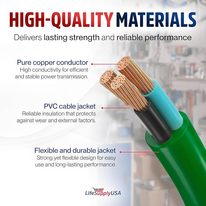 25ft Outdoor/Indoor Extension Cord 16/3 Gauge Heavy Duty 3 Prong SJTW, Waterproof, Flexible Cold-Resistant Long Power Cord,13A 125V 1625W, Green by LifeSupplyUSA