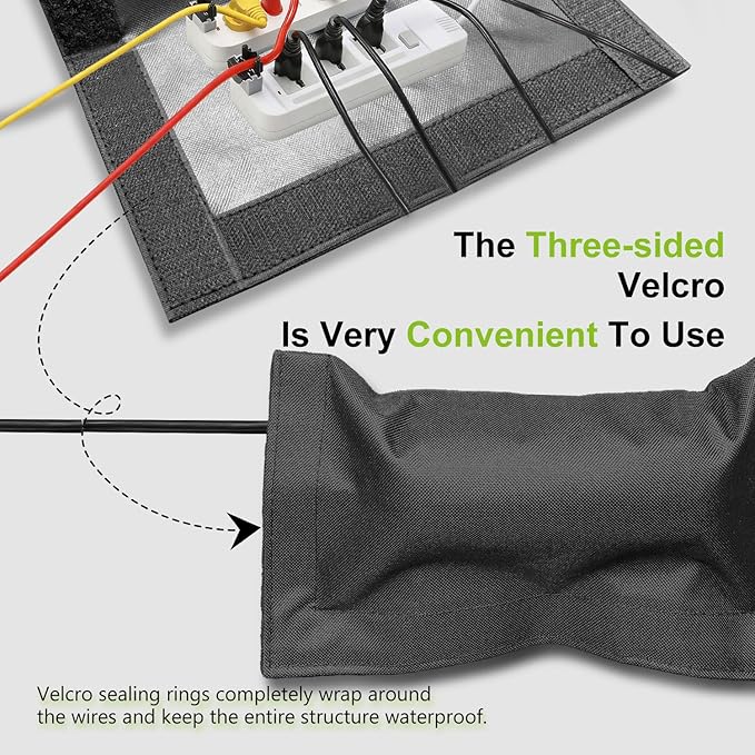 (Canvas Fabric,Not Plastic) Outdoor Electrical Box Waterproof Covers,3-Side Velcro Closed,Weatherproof Outside Extension Cords,Plug,Surge,Outlet and Power Strips Protectors,19.7x12 Inch-ClawsCover
