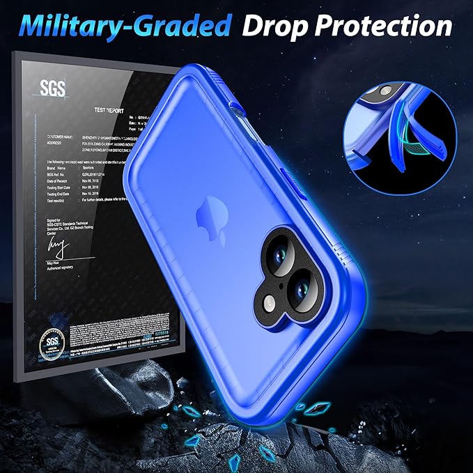 SPORTLINK for iPhone 16 Plus Case - IP68 Waterproof Military Protective Full Body Heavy Duty Shockproof 360 Sealed Dustproof with Camera Screen Protector Cover for i Phone 16 Plus 6.7" Blue