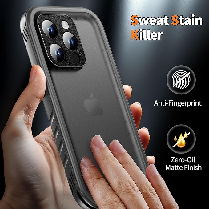 Cozycase for iPhone 15 Pro Waterproof Shockproof Dustproof Case - Heavy Duty/360 Full Body/Military Grade/Protective/Rugged 【8FT Drop Proof】 Built in Screen/Camera Protector with Lanyard Black