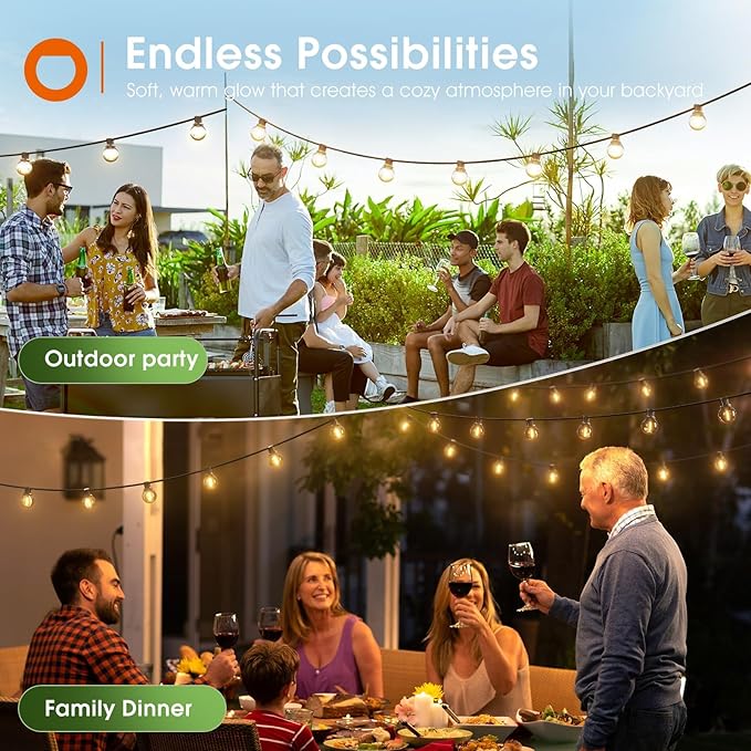 addlon 78FT(72+6) Solar String Lights with Remote, 38 Shatterproof G40 Bulbs, Commercial Grade Solar Powered Outdoor Lights, Dimmable Waterproof Solar Lights Outdoor, for Outside Porch Backyard House