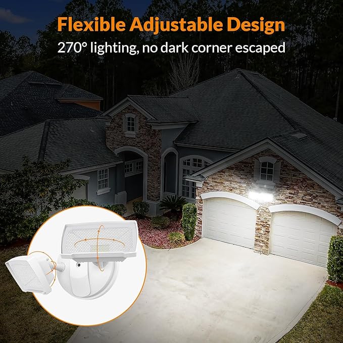 LEPOWER 2 Pack 28W 3000LM ‌LED Security Flood Light‌ ‌Outdoor‌, Switch Controlled Aluminum ‌Security Light‌, 2 Adjustable Heads, 5500K Daylight, Wet Location for Patio, Garden, Yard Lights