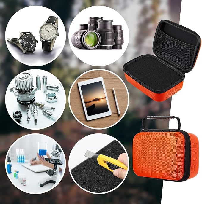 Relaxweex EVA Hard Case with Customizable Foam 12.6 x 8.3 x 3.5 Inch Protective EVA Carrying Case Shockproof Outdoor for Camera, Digital Products, Electronic Instruments with Knife, Orange