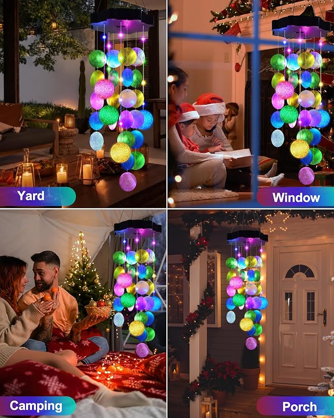 Toodour Solar Wind Chimes for Outside, Hanging Pastel Lights with 2 Modes, Shells Light Gifts for Mom Grandma Wife, LED Outside Decorative Mobile Lights for Garden Yard Patio Decorations(Pastel)