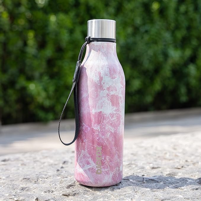 BJPKPK Insulated Water Bottles, 25 oz Stainless Steel Metal Water Bottle with Strap, BPA Free Leak Proof Jugs, Mugs, Flasks, Reusable Thermal Flasks for Sports & Travel, Blossom