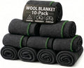 Wool Camping Blanket 10-Pack - 70% Wool Heavy-Duty Military Style Throw, Warm & Washable, Fire Retardant Cover for Emergency, Survival & Outdoor Use - For Camping, Car, Home & Hiking, Grey 62x84