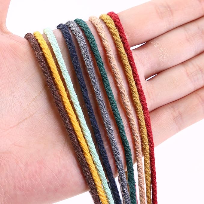 Gray Macrame Cord 3mm x 109Yards,Colored Cotton Rope Craft Cord Colorful Cotton Cord Twine for Wall Hanging Plant Hangers Crafts Knitting Decorative Projects