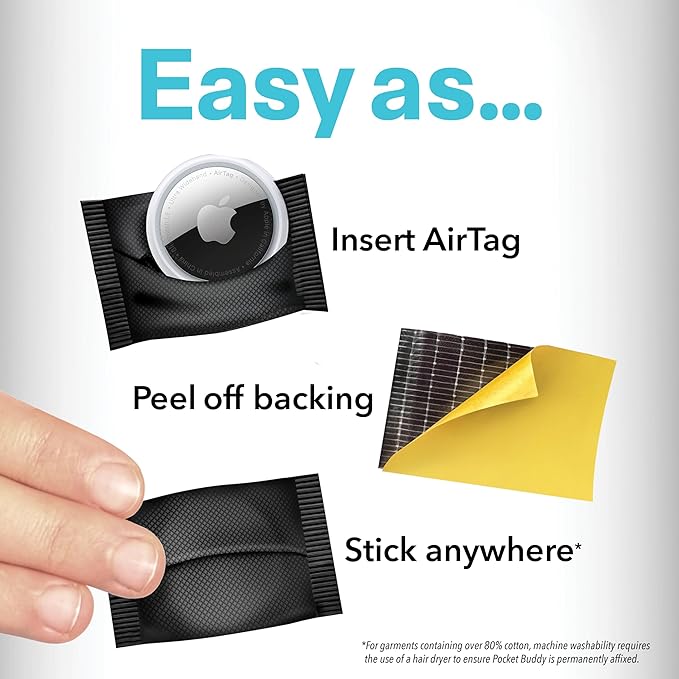 8PK Pocket Buddy Fabric GPS Holder for AirTags, Secure and Discreet, for Clothing, Suitable for, Luggage Bags, Sports Clothing and Equipment, and Outdoor Activities Pack of (8)