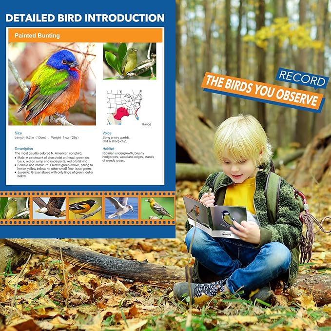 Toys for Boys Ages 3-7: LET'S GO! Kids Binoculars with Bird Watching Manual for 4 5 6 7 Year Old Boys Girls Outdoor Toy for Kid Ages 4-6 Camping Telescope Toddler Birthday Gift Stocking Stuffers