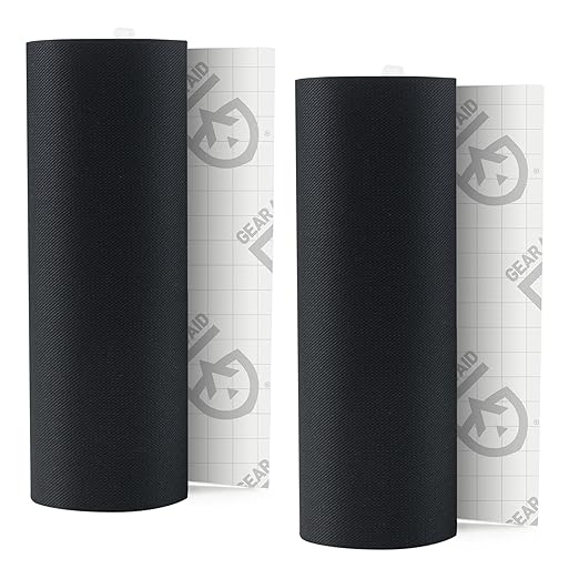 GEAR AID Tenacious Tape 3” x 20” Fabric and Vinyl Gear Repair Tape, Fix Holes and Rips in Puffy Jackets, Rain Gear, Tents, Sleeping Bags and Outdoor Equipment, Black, 2 Rolls