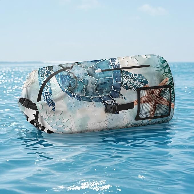 Dry Bags Waterproof for Marine Kayaking Boating Camping Swimming Keeps Gear Small Dry Lightweight Backpack 5L Roll Top Storage Backpack Beach Accessories Sea Turtle Coral Nautical Starfish