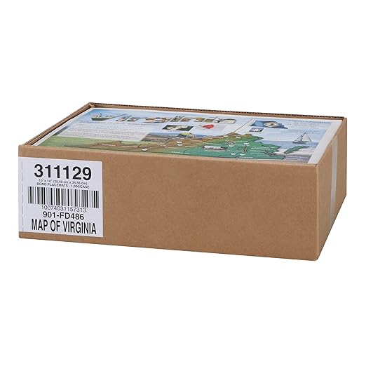 Hoffmaster 311129 Map of Virginia Placemat, 10" Length x 14" Width (Pack of 1000)