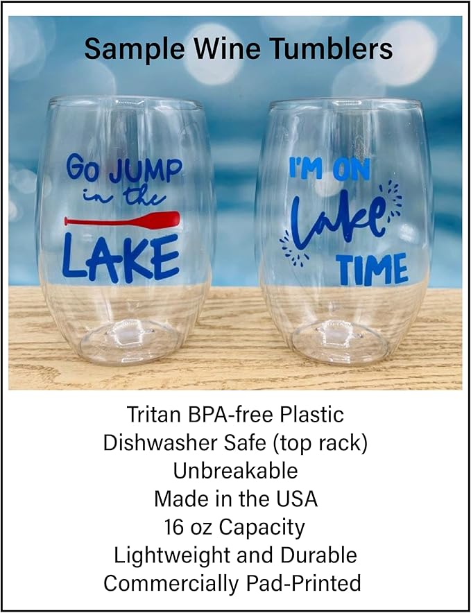 Set of 4 Shatterproof Designer 16 oz Plastic Wine Glasses MADE in the USA (SHRIMP)