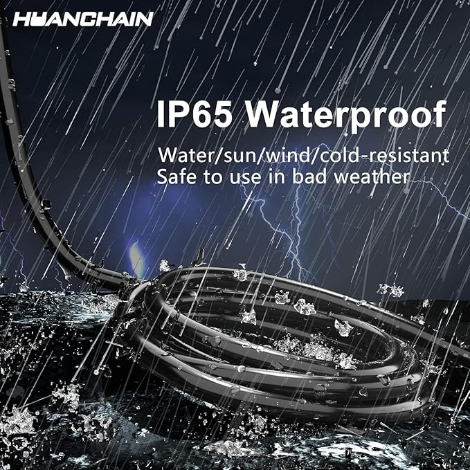 HUANCHAIN Indoor Outdoor Black Extension Cord 15 ft Waterproof, 16/3 Gauge Flexible Cold-Resistant Appliance Extension Cord Outside, 13A 1625W 16AWG SJTW, 3 Prong Electric Cable, ETL