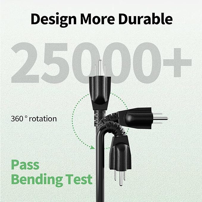 POWGRN 50 FT 16/3 Black Indoor Outdoor Extension Cord Waterproof, 3 Prong Flexblie SJTW Cold Weatherproof -50°C Appliance Extension Cord 13 AMP 1625W 16AWG Electric Cable, ETL Listed