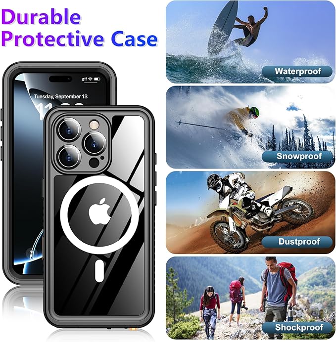 2025 New Designed for iPhone 16 Pro Case Waterproof, [Compatible with MagSafe][Built-in Camera & Screen Protector][Full Body Shockproof][IP68 Waterproof][Dustproof] Phone Case for iPhone 16 Pro 6.3"
