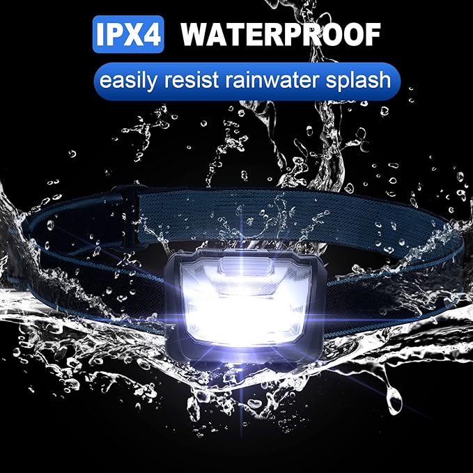 Macarrie LED Headlamps IPX4 Waterproof 3 Modes Headlamp Flashlight Bright Head Lights Camping Accessories for Adults Kids Hiking, Running, Repairing, Batteries Not Included (Black,60 Pack)