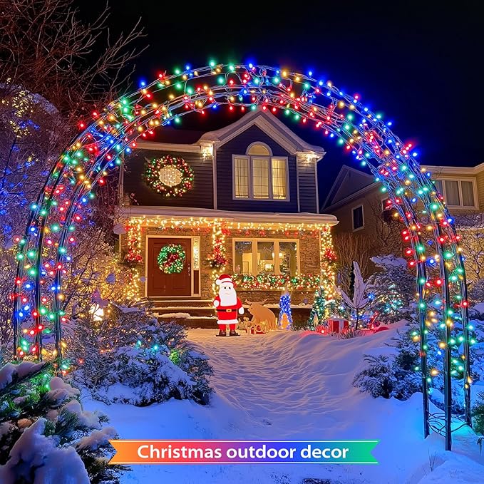 JMEXSUSS 600 LED Solar Christmas Lights Outdoor, 206.7 ft Multi Colored Christmas Lights Outdoor Waterproof, 8 Modes Solar String Light for Outside Garden Yard Patio Tree Xmas Decorations