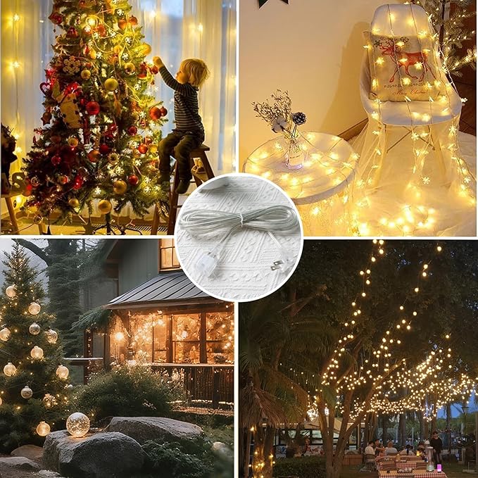 Clear Extension Cord 2FT, Short Indoor 2 Prong Extension Cord with Flat Plug, Invisible Slim Extension Cable for Christmas Lights, Lamps & Holiday Lighting (18AWG, 10A/125V)