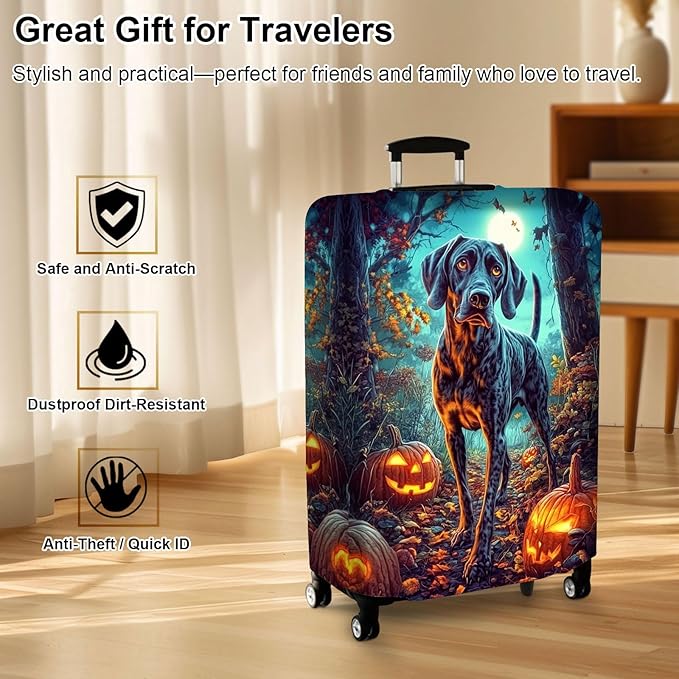 Luggage Cover Protector for 30-32 Inch Suitcases, TSA Approved Elastic Travel Suitcase Covers, Anti-Scratch Washable Luggage Sleeve for Carry On & Checked Bags, Shorthaired Pointer Dog