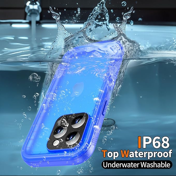 Cozycase for iPhone 15 Pro Max Waterproof Shockproof Dustproof Case - Heavy Duty/360 Full Body/Military Grade/Protective/Rugged 【8FT Drop Proof】 Built in Screen/Camera Protector with Lanyard Blue