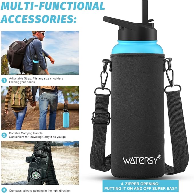40oz Insulated Water Bottle (Cold for 48 Hrs),BPA Free&Leak Proof,Stainless Steel Water Flask,Water Jug with Straw Spout Lids for Gym,Hiking,Travel,Sky Blue