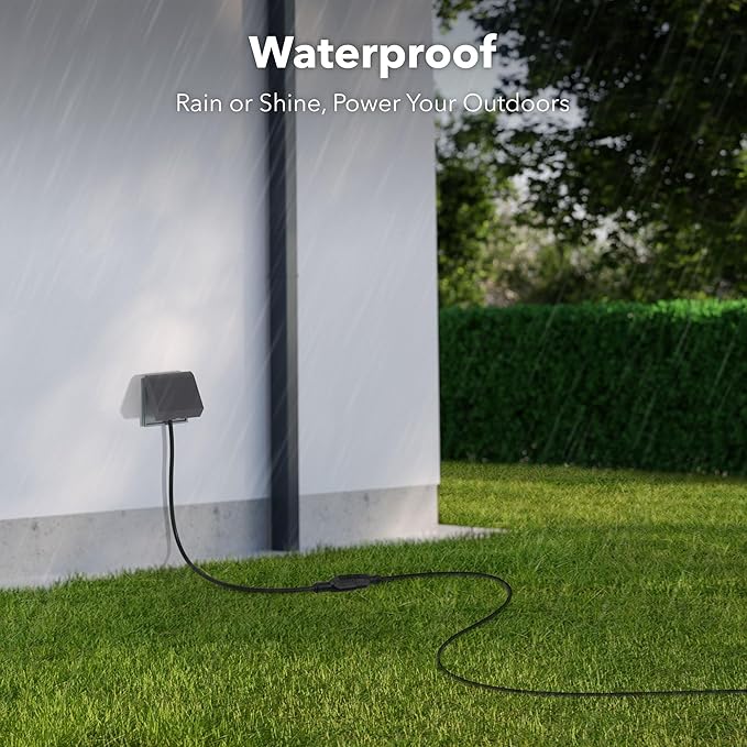 BN-LINK 8 ft Indoor/Outdoor Extension Cord 16/3 SJTW, Black, Water & Weather Resistant, 3-Prong Grounded Plug for Landscaping & Holiday Decorations, Home & Office, 13A ETL