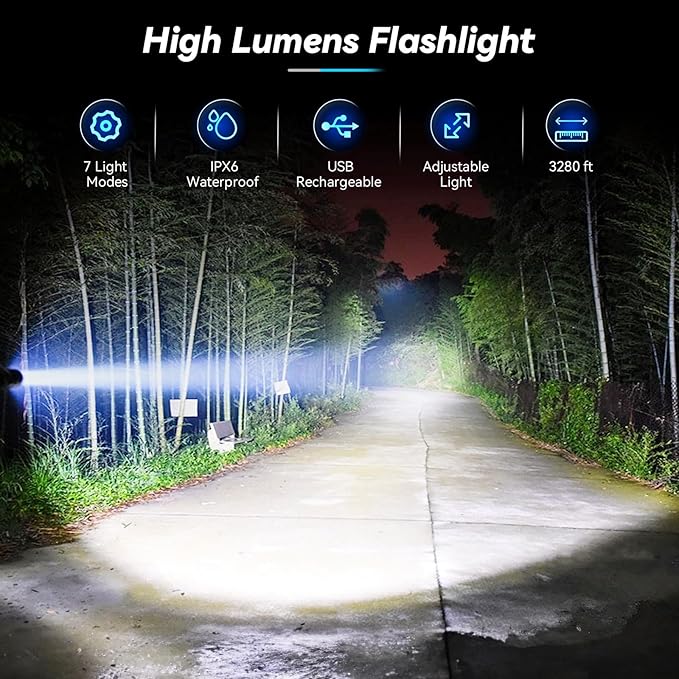 Sigoobal Flashlight LED Rechargeable Flashlights High Lumens, 99,000 LM Super Bright Powerful Flashlight, High Powered Flash Lights Waterproof Handheld Flashlights for Home Camping Hiking(2 Pack)