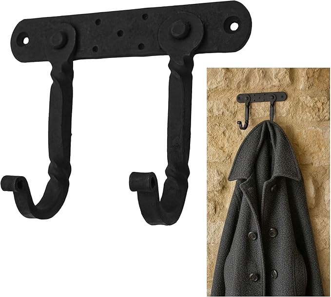 Mystic Colonial Hand-Forged Iron Double Wall Hook – 1 Pc (6×4 in)