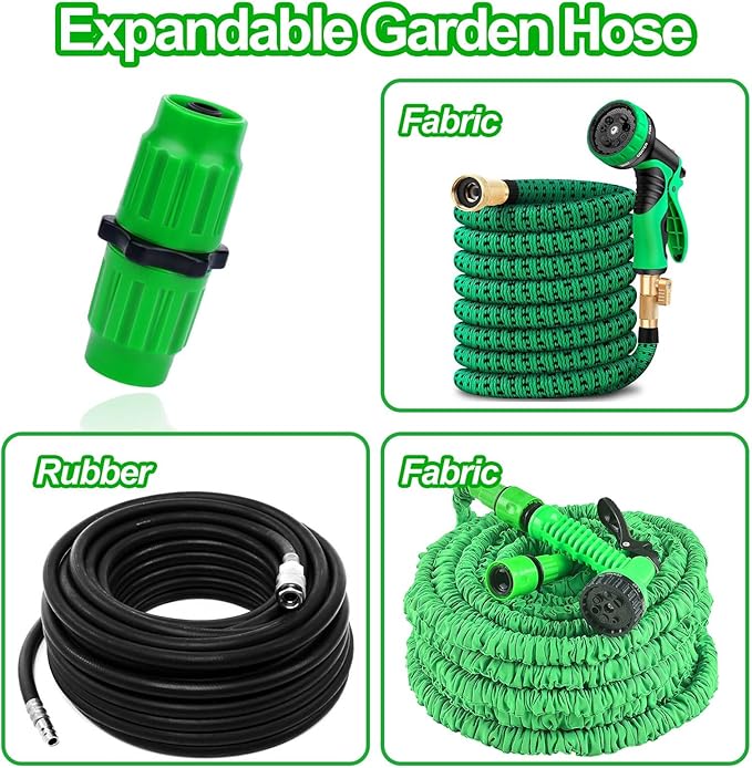 Vodolo Expandable Garden Hose Repair Kit,8 PCS Dual-Channel Hose Female Male Connectors Accessories with Metal Clamp Compatible with Pocket Hose Fit for 3/4" or 5/8" Garden Hose Fitting