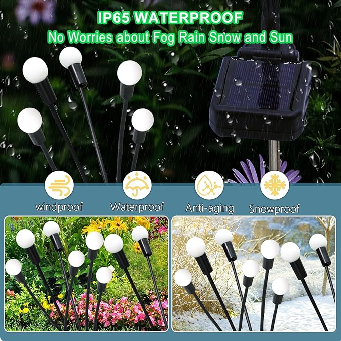 Solar St Patricks Day Lights Outdoor, 6 Pack 48 LED Solar Green Firefly Lights Waterproof, Sway by Wind, Swaying Light for Yard Patio Backyard Garden Planter Flower Bed Pathway Outdoor Decoration