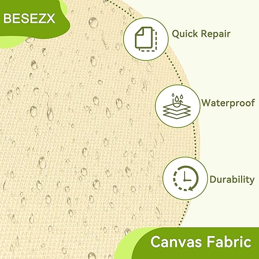 Besezx Canvas Repair Tape,Outdoor Gear Patch, 3x79 Inches,Waterproof Self-Adhesive Fabric Repair Tape for Repairing Boat Covers,Sun Shades,Sofas,Tents,Lounge Chairs,Awnings (Brown)