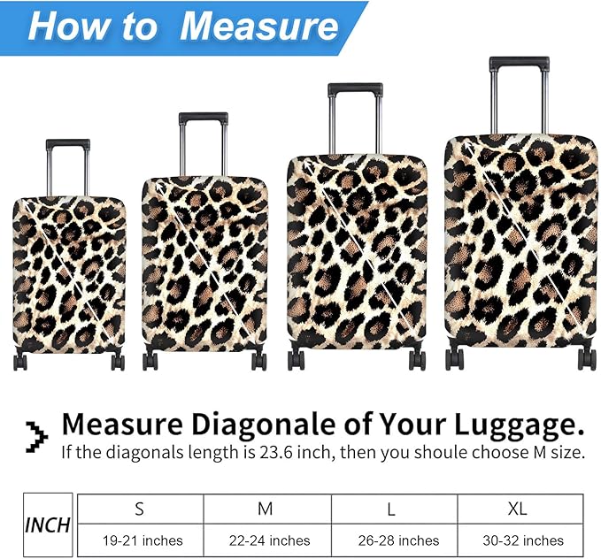 Luggage Cover Protector for 26-28 Inch Suitcases, TSA Approved Elastic Travel Suitcase Covers, Anti-Scratch Washable Luggage Sleeve for Carry On & Checked Bags, Leopard Print 02