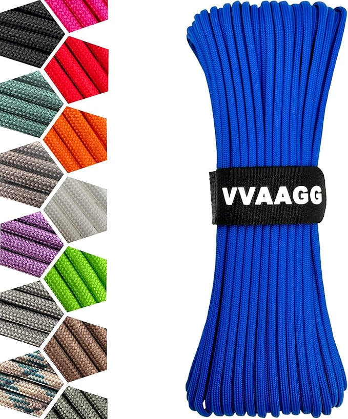 VVAAGG 1000 Paracord Rope 200FT, 4mm Utility Parachute Cord 12 Strand Nylon Rope for Camping, Tent, Clothsline, Outdoor Hiking, Fishing (Blue, 200FT)
