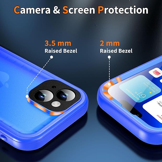Cozycase for iPhone 15 Plus Waterproof Shockproof Dustproof Case - Heavy Duty/360 Full Body/Military Grade/Protective/Rugged 【8FT Drop Proof】 Built in Screen/Camera Protector with Lanyard Blue