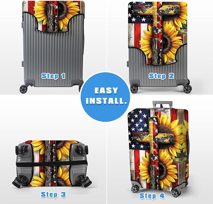Luggage Cover Protector for 26-28 Inch Suitcases, TSA Approved Elastic Travel Suitcase Covers, Anti-Scratch Washable Luggage Sleeve for Carry On & Checked Bags, Cross American