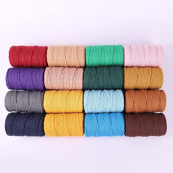 Dark Green Macrame Cord 4mm x 109Yards,Colored Cotton Rope Craft Cord Colorful Cotton Cord Twine for Wall Hanging Plant Hangers Crafts Knitting Decorative Projects