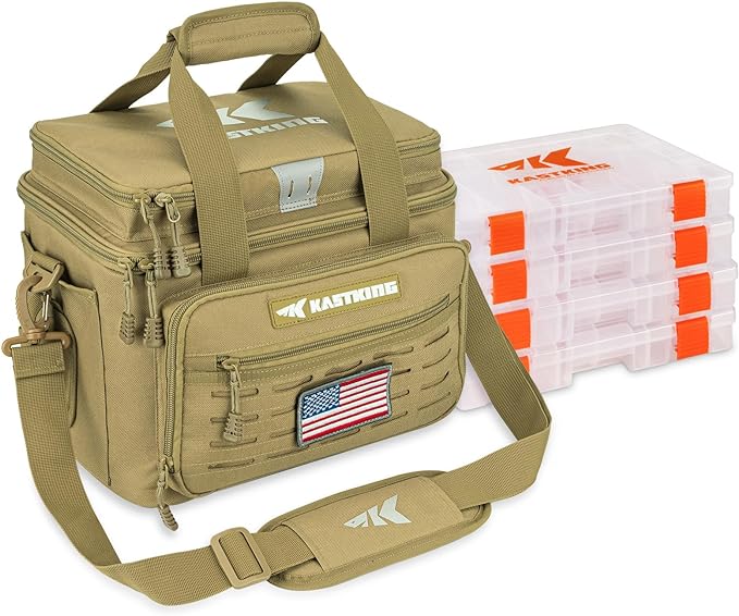 KastKing Karryall Fishing Tackle Bags with 4 * 3600 Tackle Trays - Saltwater & Freshwater Fishing Gear Storage