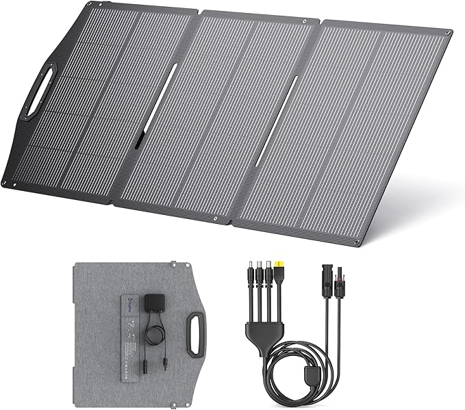 BigBlue 150W Portable Solar Panels with Kickstands, IP68 Waterproof Solar Charger with MC-4/XT60 for Power Station, 25% Conversion Efficiency, Camping Essentials, Foldable Solar Panel for RV Life