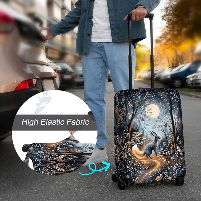 Luggage Cover Protector for 26-28 Inch Suitcases, TSA Approved Elastic Travel Suitcase Covers, Anti-Scratch Washable Luggage Sleeve for Carry On & Checked Bags, Hare