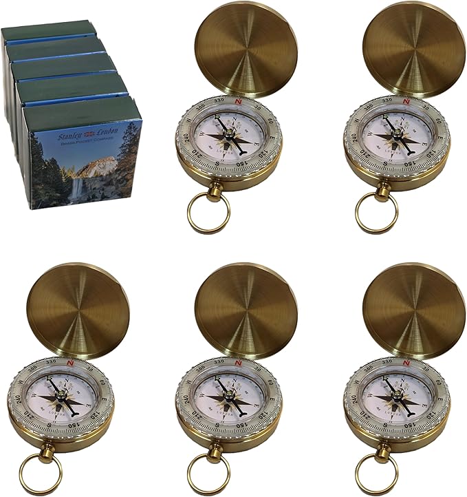 Glow in the Dark Brass Pocket Compass for Kids – Waterproof Navigation Tool for Camping, Hiking, Backpacking, Orienteering, Hunting, Survival Gear, Outdoor Safety & Adventure Gift