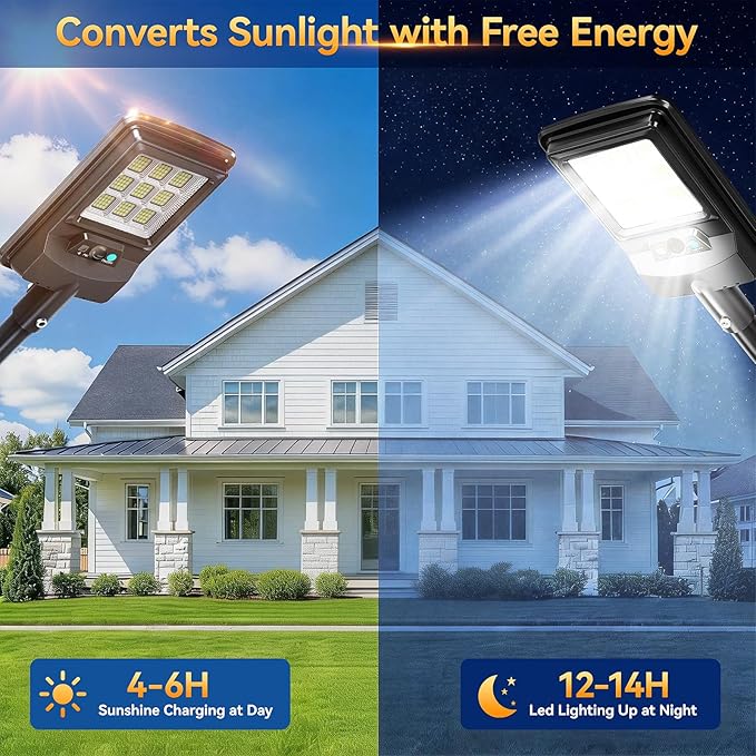 Solar Street Light Outdoor, 11-Inch Solar Powered Street Light with Motion Sensor & Remote Control, Dusk to Dawn Waterproof Security Light for Wall Mount, Entryway, Driveway, Yard, Garden(2 Pack)