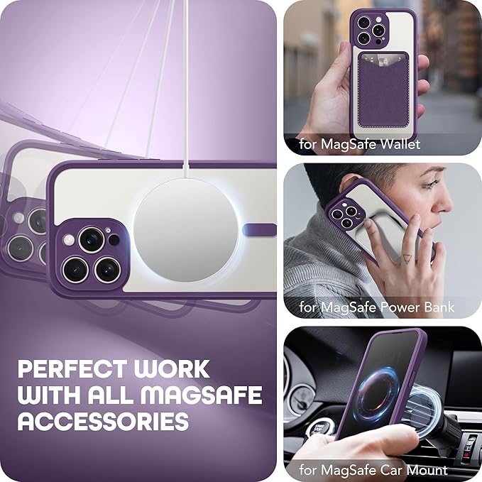 TIESZEN for iPhone 15 Pro Case, Compatible with MagSafe, Built-in Privacy Screen Protector and Camera Protection, Anti Spy Full Body Dustproof Shockproof Hard Phone Case 6.1", Deep Purple